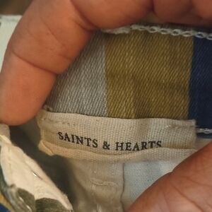 Saints & Hearts Striped Cotton Top in Olive and Blue